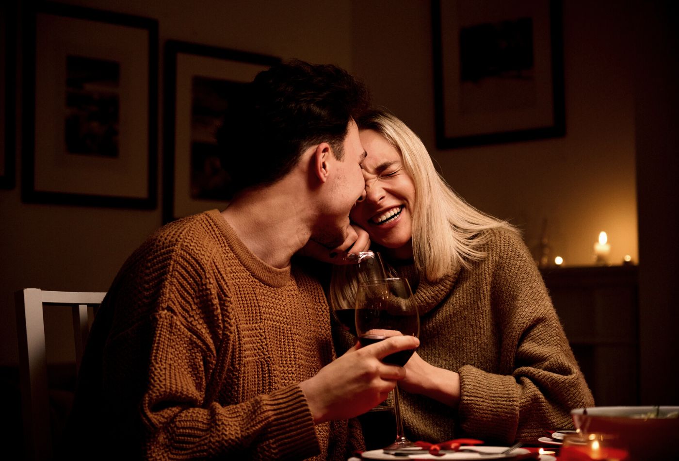 couple enjoying a romantic meal in dorset