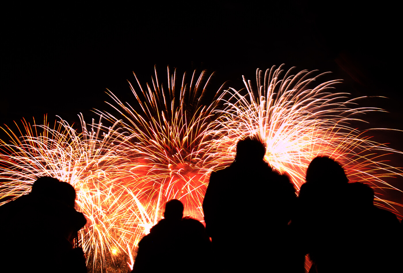 Figures stood in front of Lyme Regis fireworks