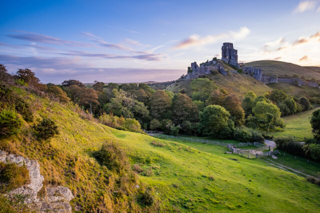 Corfe Castle in Autumn, National Trust site near Lyme Regis 