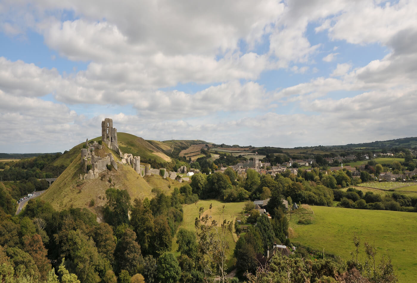 Ruins of Corfe Castle, National Trust site near Lyme Regis