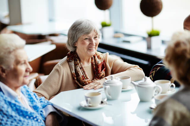 Senior women drinking coffee