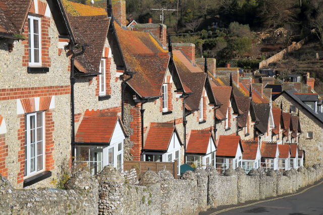 Row of houses in Beer near Jurassic Coast