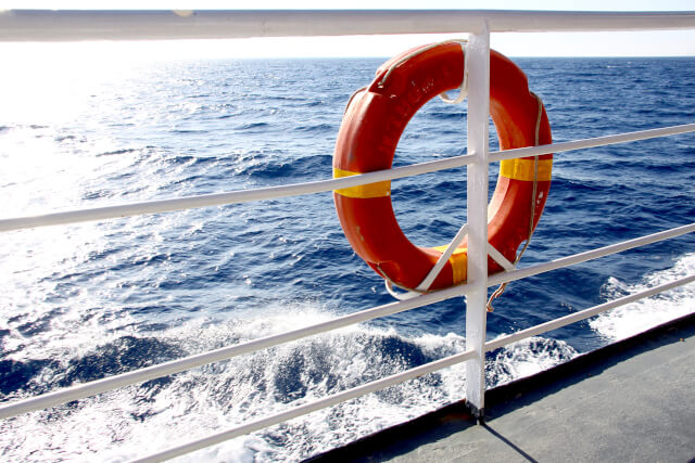 Lifebuoy on boat trip in Dorset