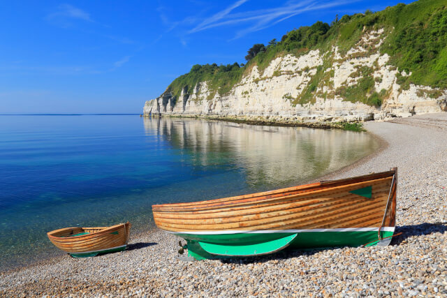 Wooden boat on Jurassic Coast