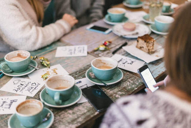 coffee table with friends