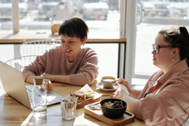 two women enjoying lunch