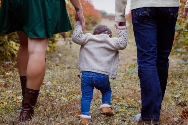 family walk in gardens