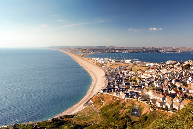 Aerial view of Chesil Beach